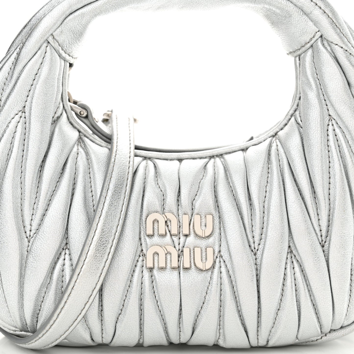 Metallic Nappa Matelasse Mini Wander Hobo Cromo
