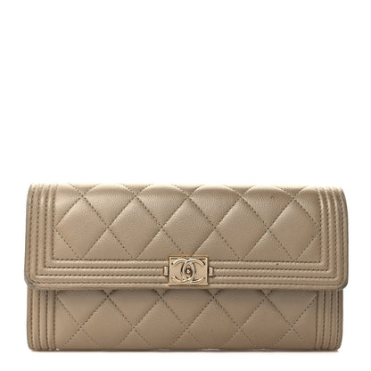 Chanel Metallic Caviar Quilted Large Boy Gusset Flap Wallet Gold 1 of 11