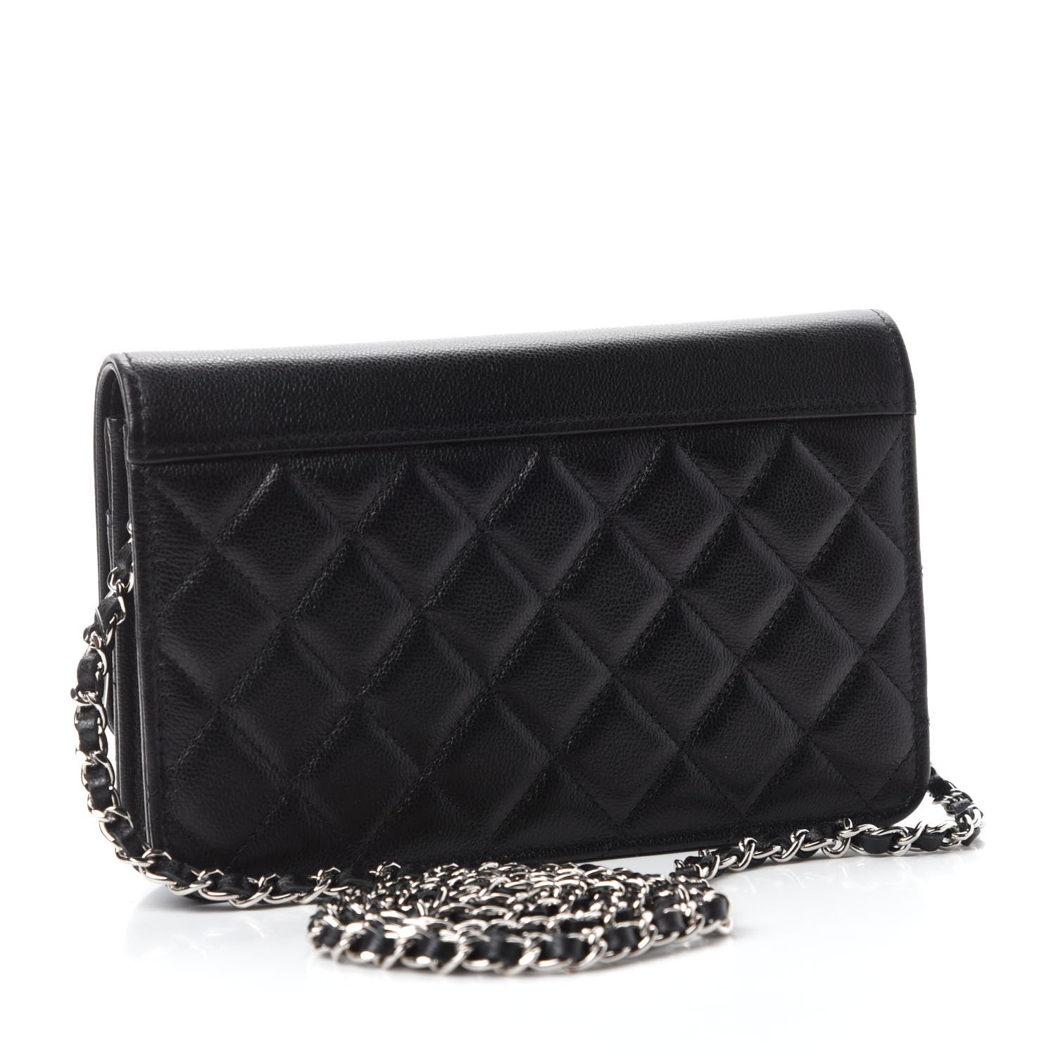 Chanel Grained Calfskin Quilted CC Box Wallet On Chain WOC Black 3 of 12