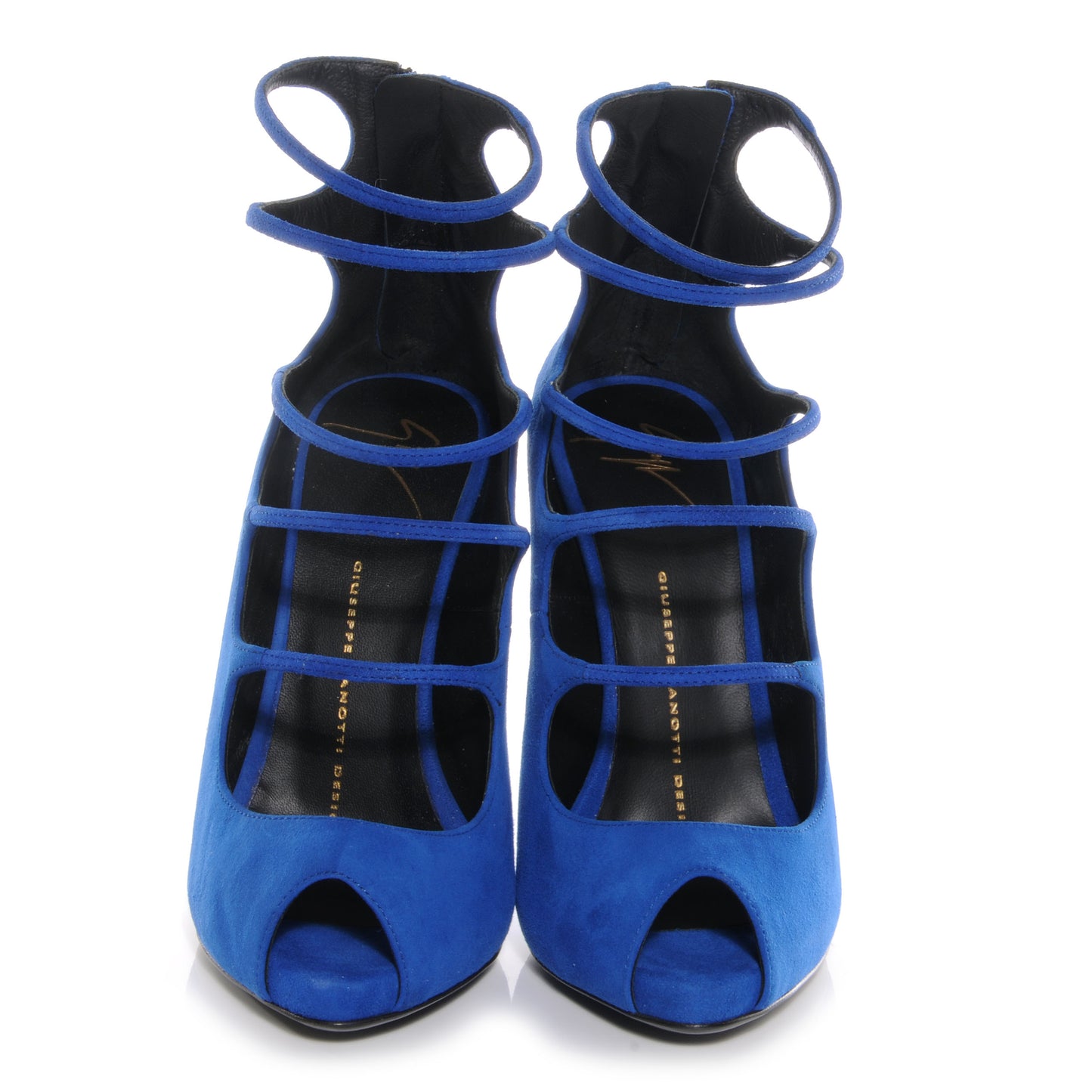 GIUSEPPEZANOTTISuedeStrapCutOutPeepToePumps35.5CobaltBlue