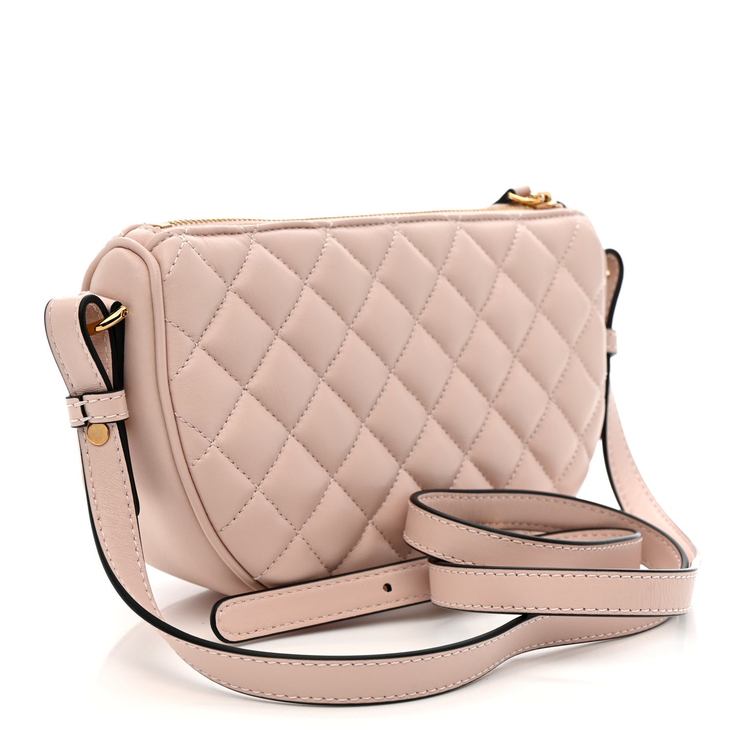 Nappa Quilted La Medusa Half Moon Crossbody Light Pink