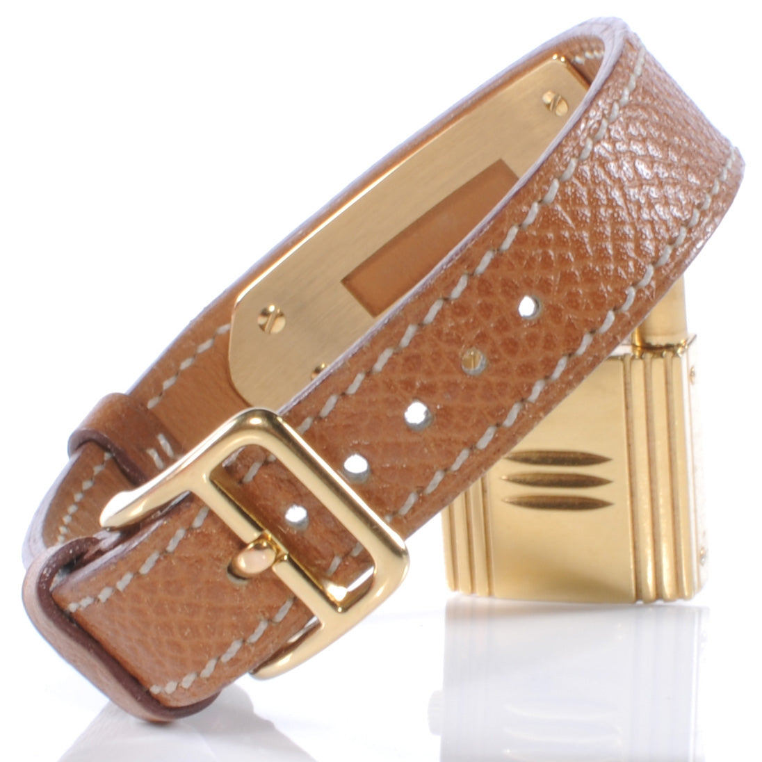 Hermes Stainless Steel Courchevel 20mm Kelly Cadena Quartz Watch Gold 6 of 9