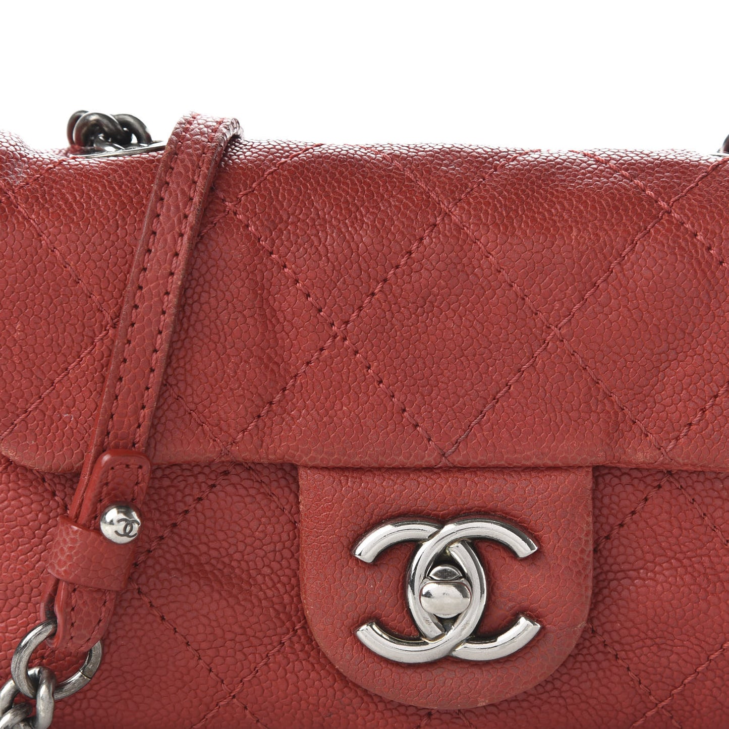 Caviar Quilted Mini Simply CC Flap Red