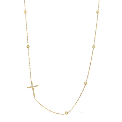 Roberto Coin 18K Yellow Gold Diamond Integrated Cross Necklace 1 of 5