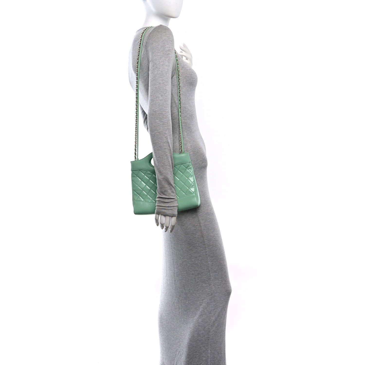 Chanel Shiny Lambskin Quilted Mini 31 Shopping Bag Light Green 2 of 11