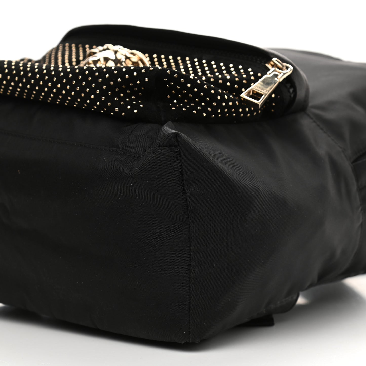 Nylon Goatskin Studded Palazzo Medusa Backpack Black