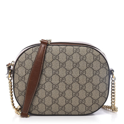 Gucci GG Supreme Monogram Cuoio Toscano Mini Chain Shoulder Bag Beige Ebony Cuir 1 of 13