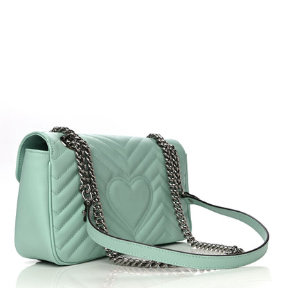 Gucci Calfskin Matelasse Small GG Marmont Shoulder Bag Water Green 3 of 15