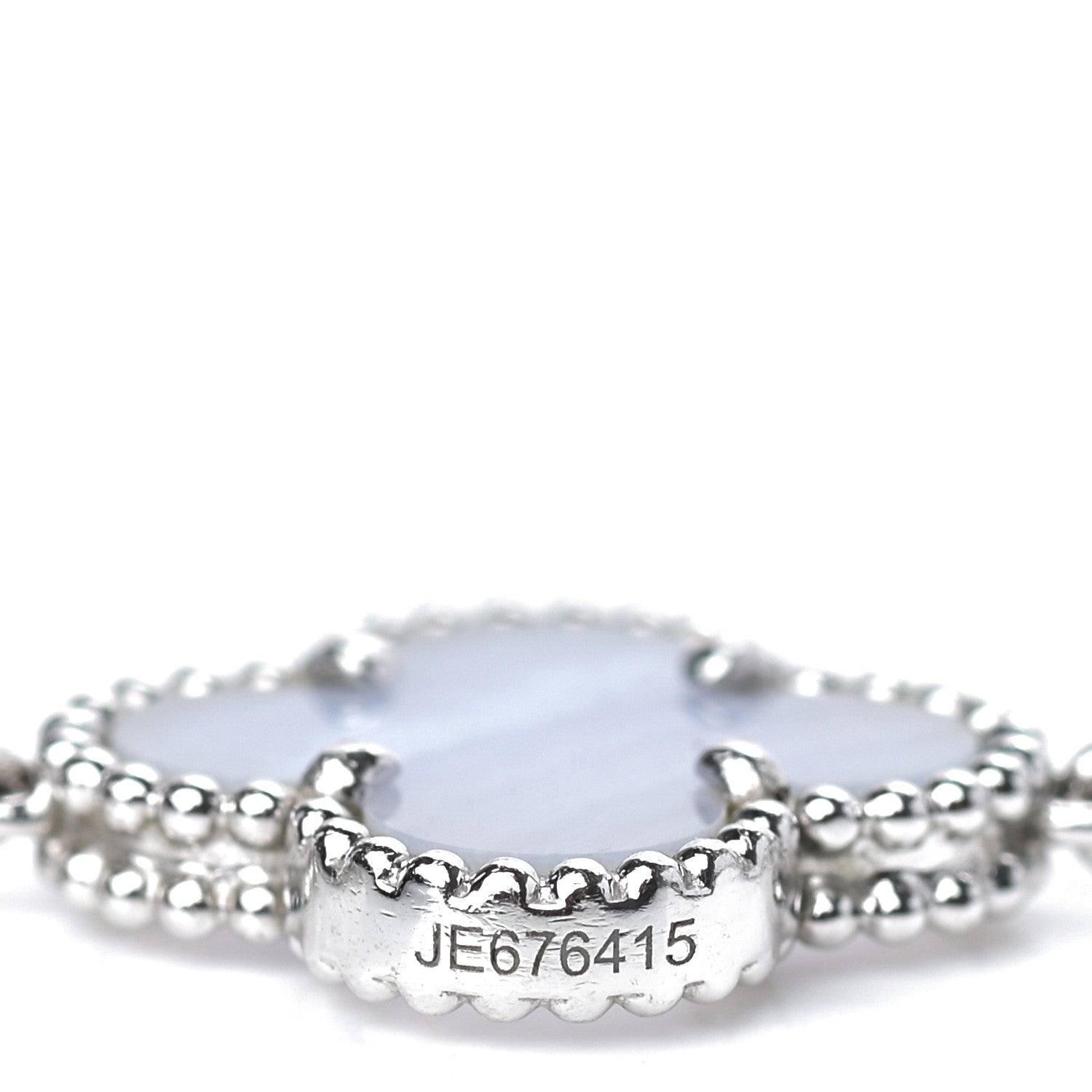 Van Cleef & Arpels 18K White Gold Chalcedony 5 Motifs Vintage Alhambra Bracelet 4 of 6