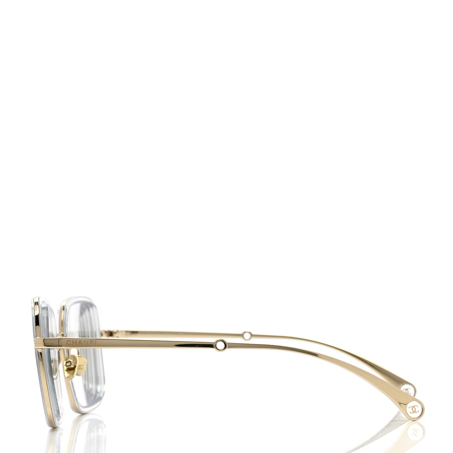 Chanel Square Removable Pearl Chain Eyeglasses 2195 Silver 3 of 9