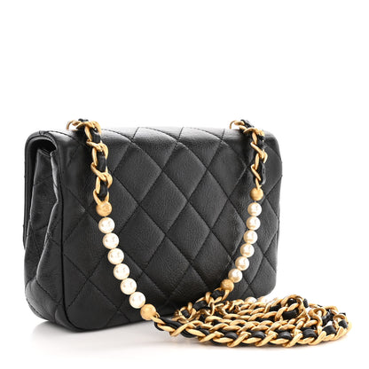 Chanel Glazed Calfskin Quilted Mini Pearl Side Flap Black 3 of 12