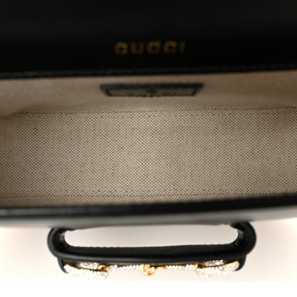 Gucci Azalea Calfskin Mini Crystal Horsebit 1955 Shoulder Bag Black 5 of 11