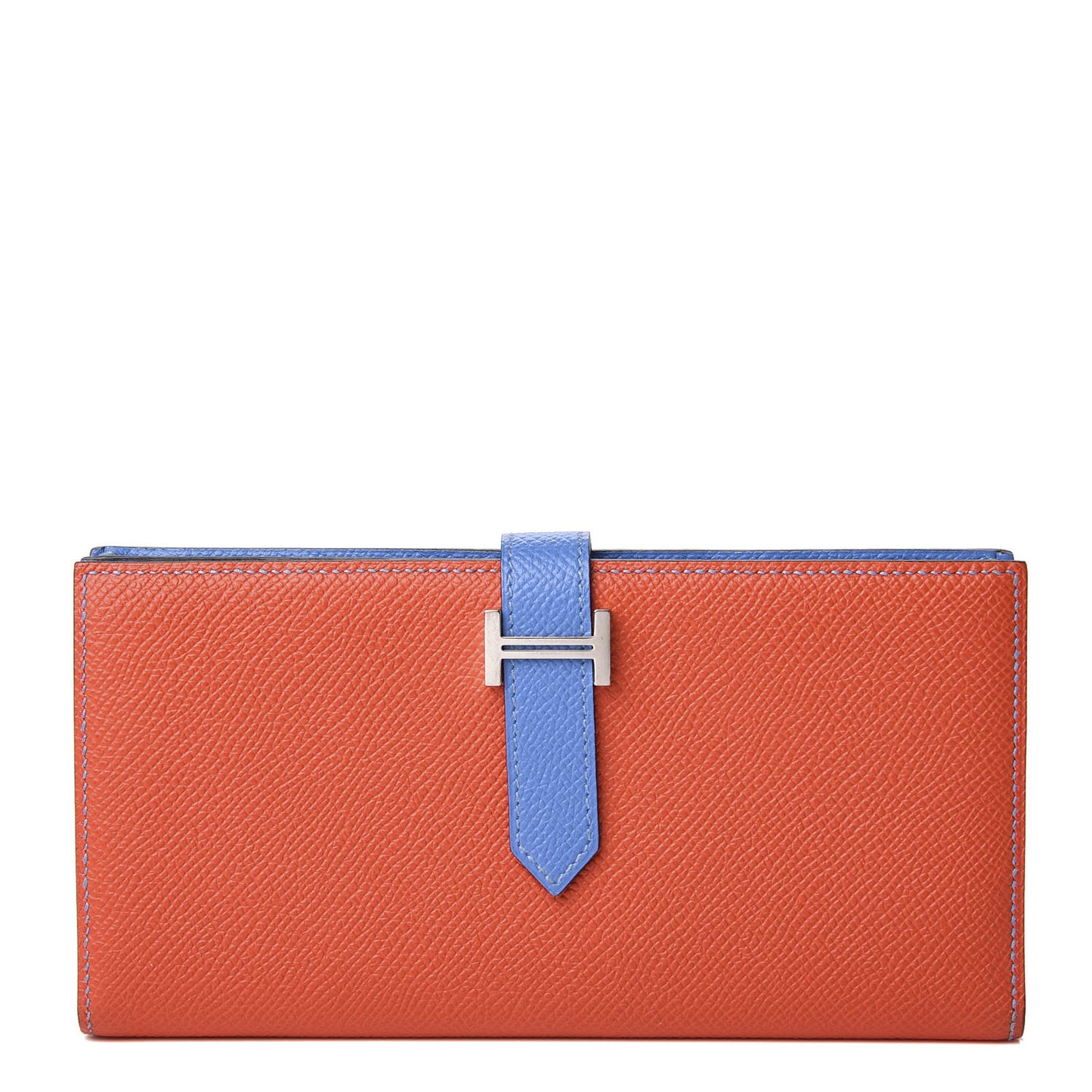 Epsom Bicolor Bearn Gusset Wallet Orange Poppy Bleu Paradis
