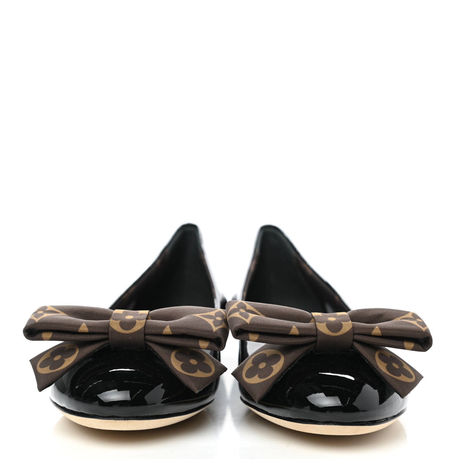 Louis Vuitton Patent Monogram Nylon Bow Popi Ballerina Flats 35 Black 2 of 9