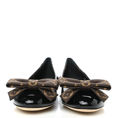 Louis Vuitton Patent Monogram Nylon Bow Popi Ballerina Flats 35 Black 2 of 9
