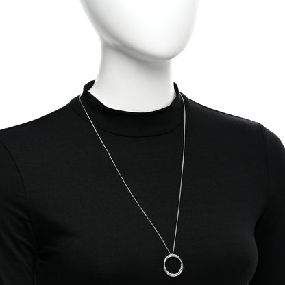 David Yurman Sterling Silver 14K White Gold Diamond Crossover Circle Pendant Necklace 2 of 4