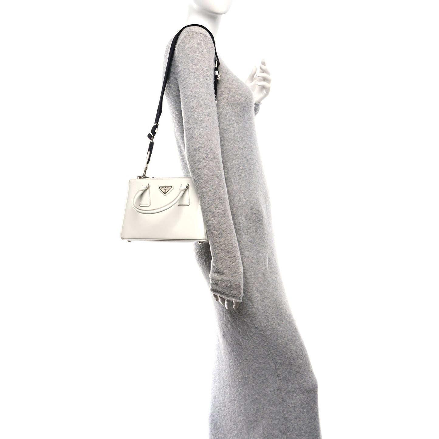 Spazzolato Small Galleria Double Zip Tote White Black