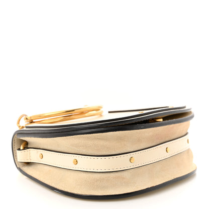 Chloe Calfskin Suede Small Nile Bracelet Bag Off White 4 of 15