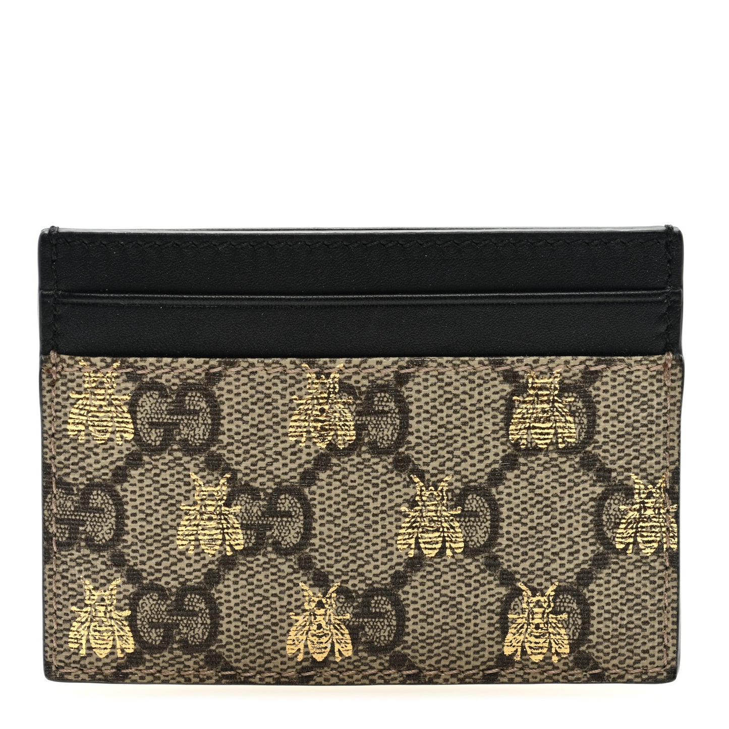 GG Supreme Monogram Bees Card Holder Black
