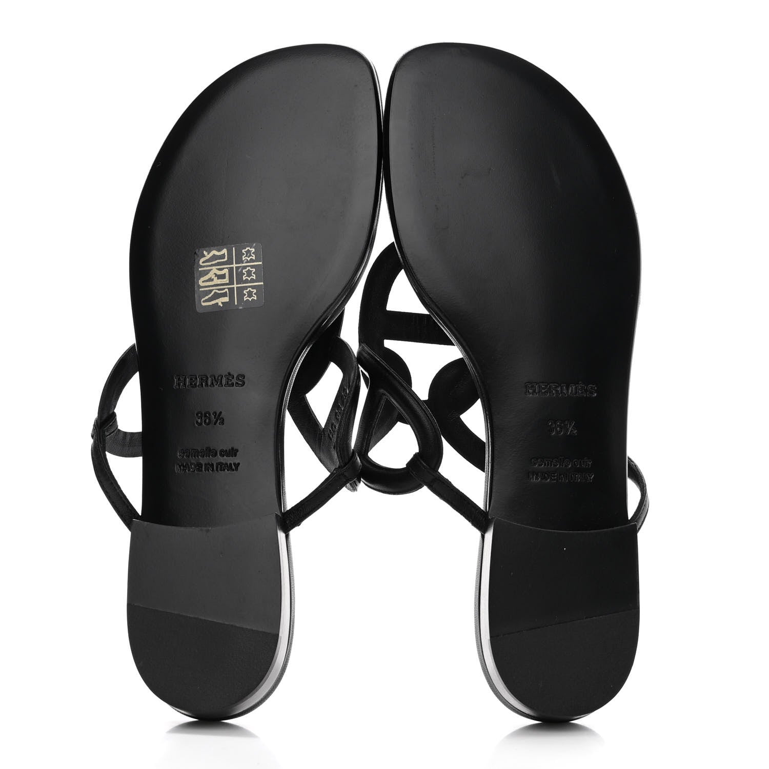 Hermes Nappa Womens Beach Sandals 36.5 Black 5 of 9
