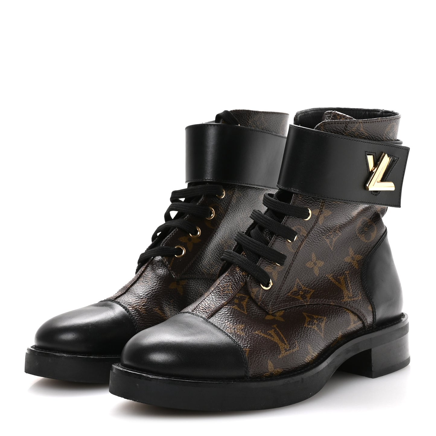 Calfskin Monogram Wonderland Flat Ranger Boots 39 Black