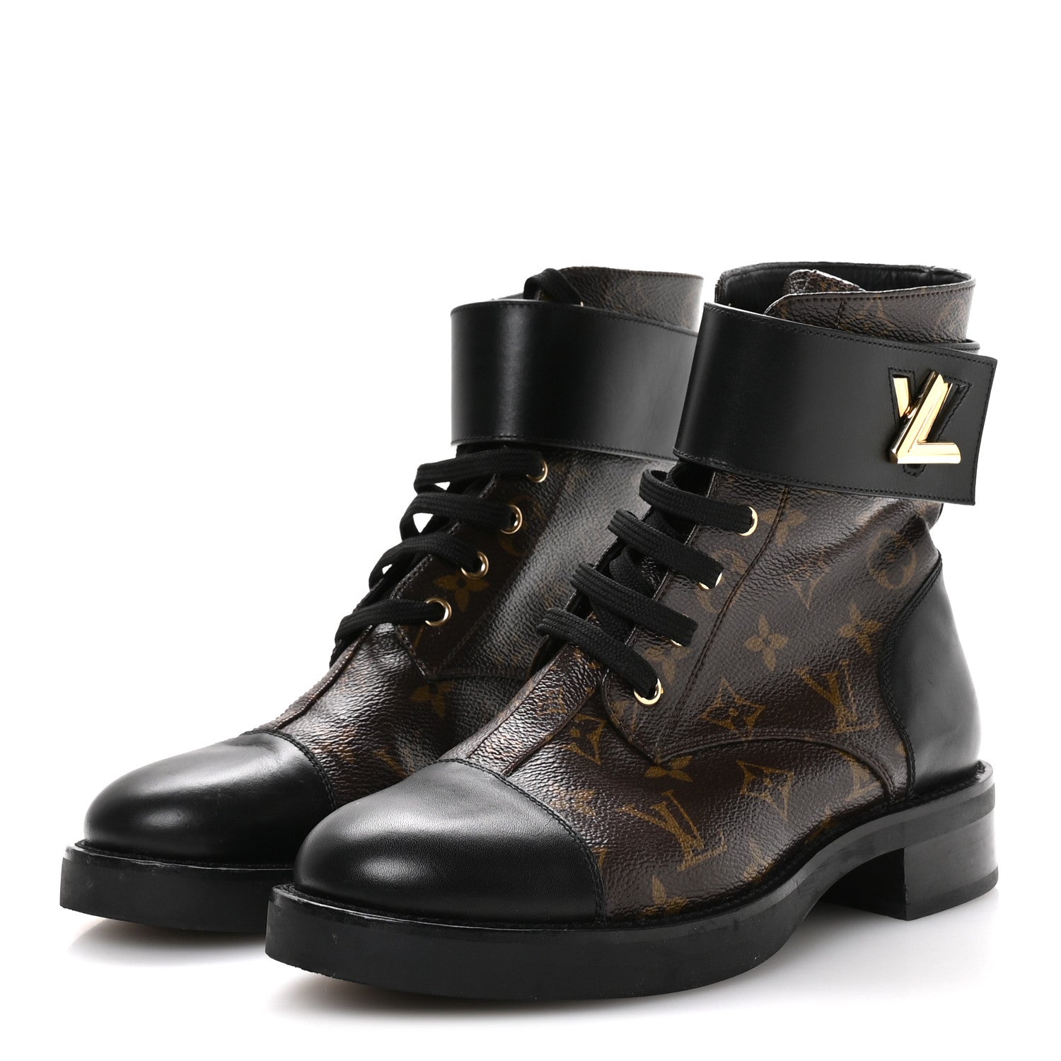 Louis Vuitton Calfskin Monogram Wonderland Flat Ranger Boots 39 Black 4 of 8