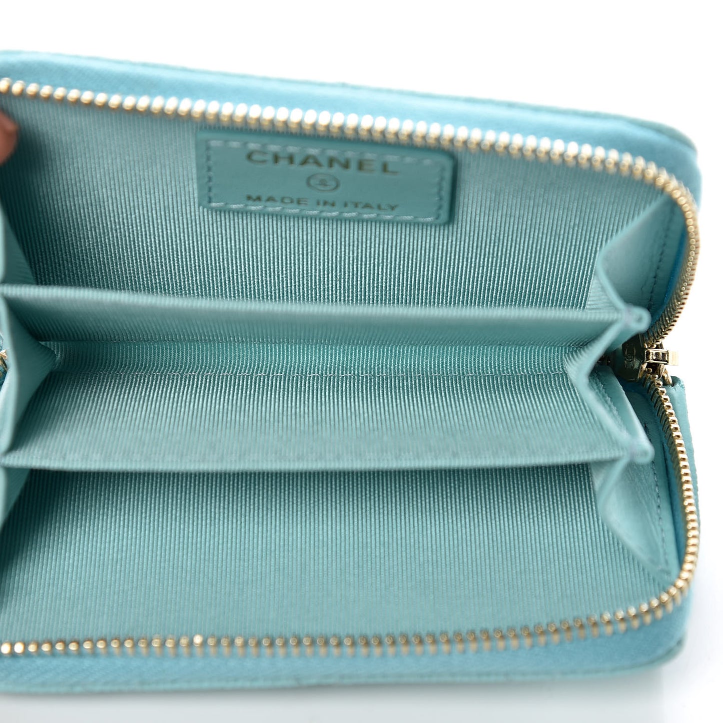 Caviar Quilted Zip Coin Purse Light Blue