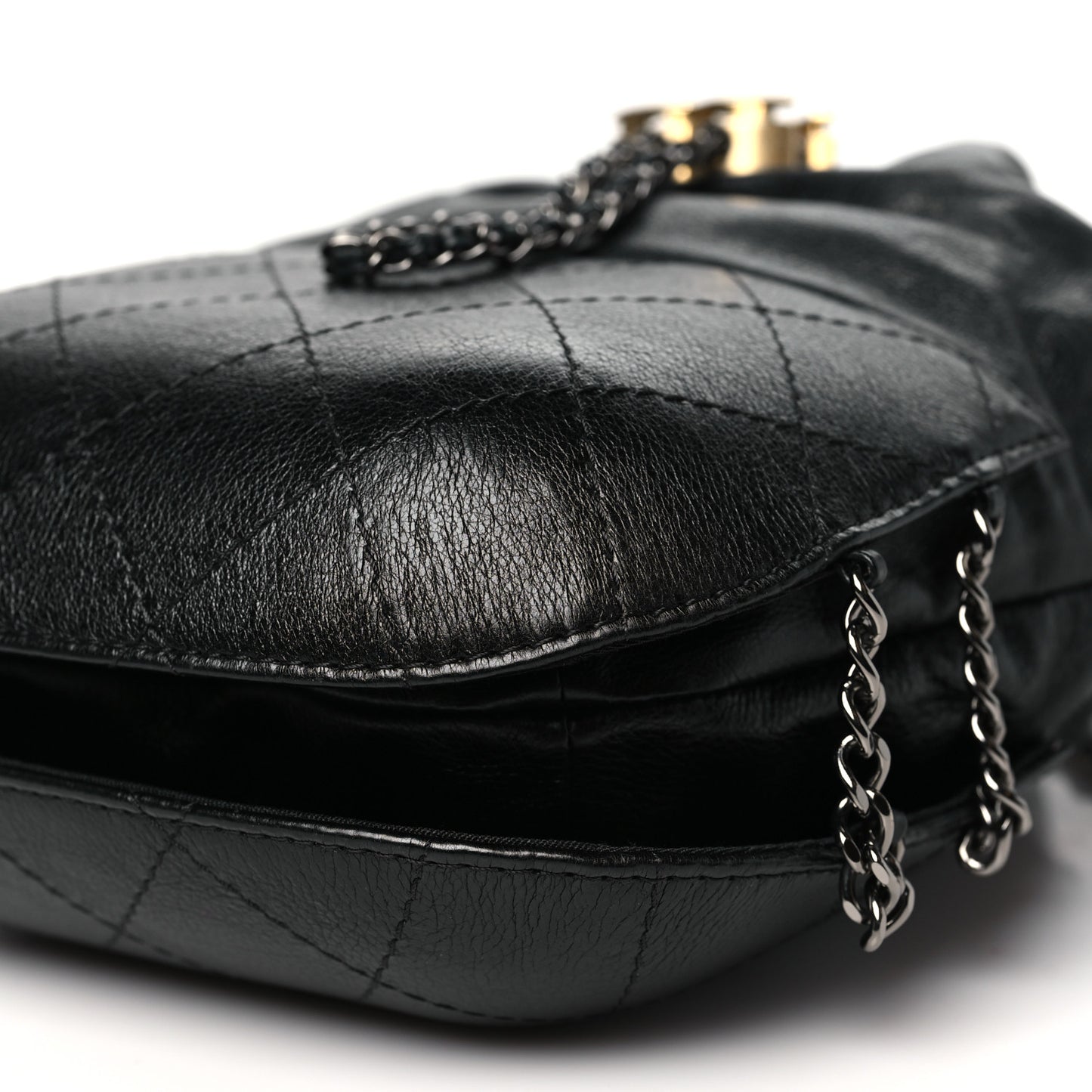 Calfskin Quilted Small Gabrielle Bucket Black