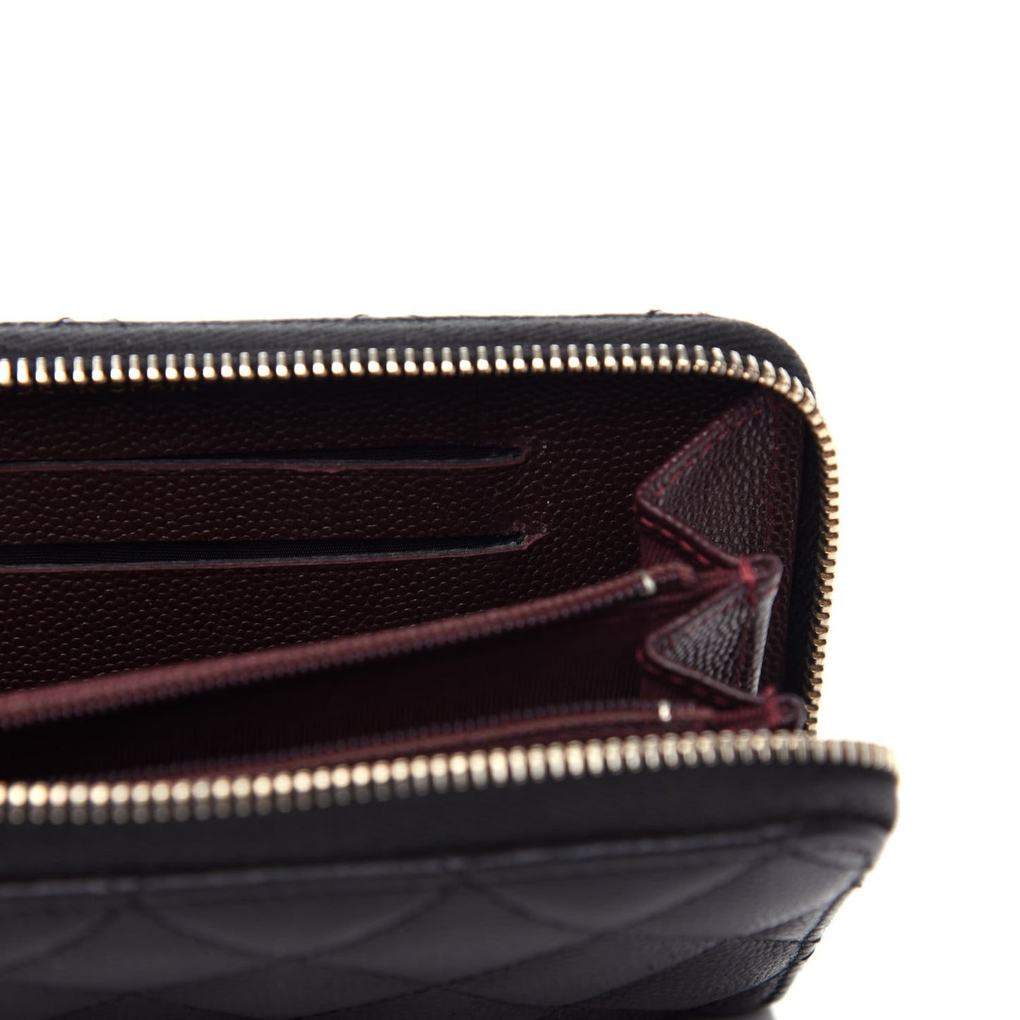 Caviar Quilted Medium Zip Around Wallet Black