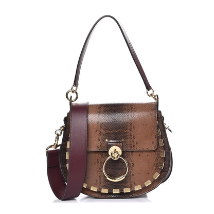 Chloe Calfskin Watersnake Embossed Large Tess Bag Coconut Brown 1 of 6