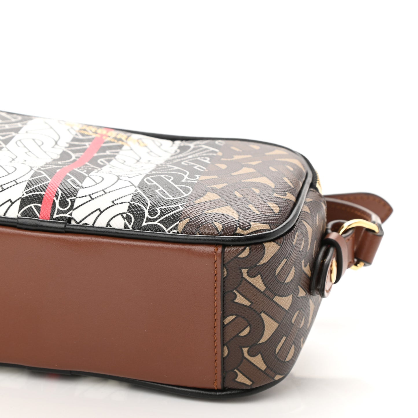 E-Canvas Monogram Stripe Micro Camera Bag Bridle Brown