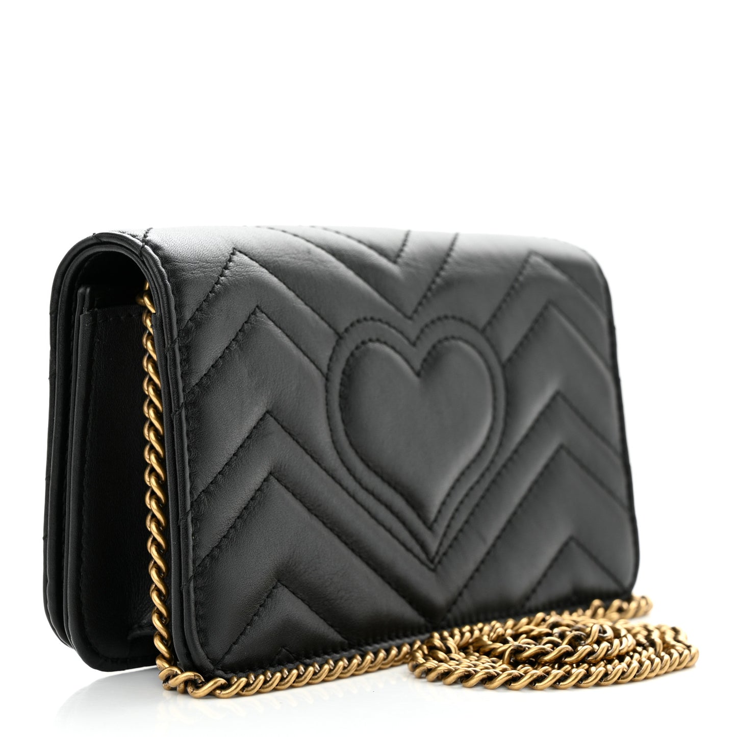 Calfskin Matelasse Mini Animal Studs GG Marmont Bag Black