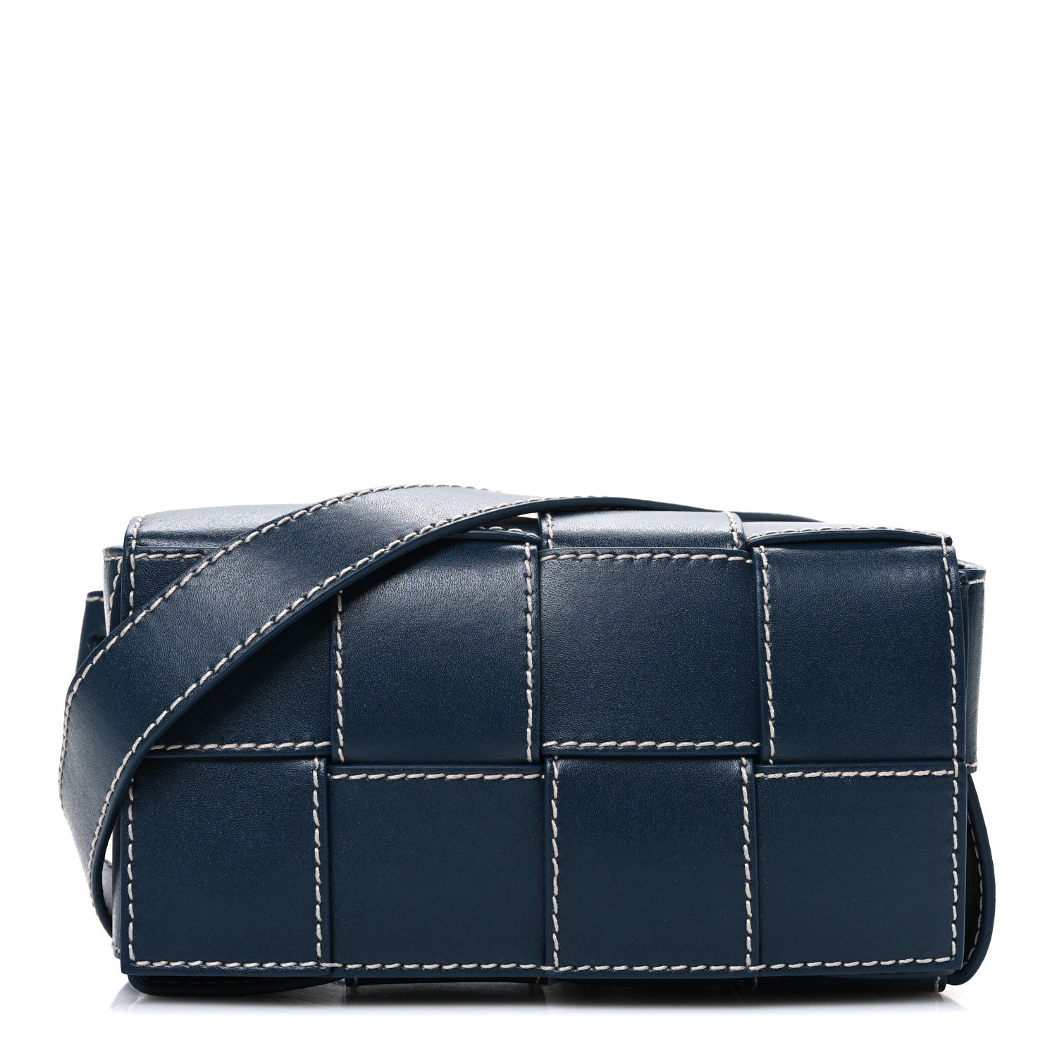 Bottega Veneta Lambskin Maxi Intrecciato Urban Stitch Mini Cassette Belt Bag Deep Blue 1 of 11