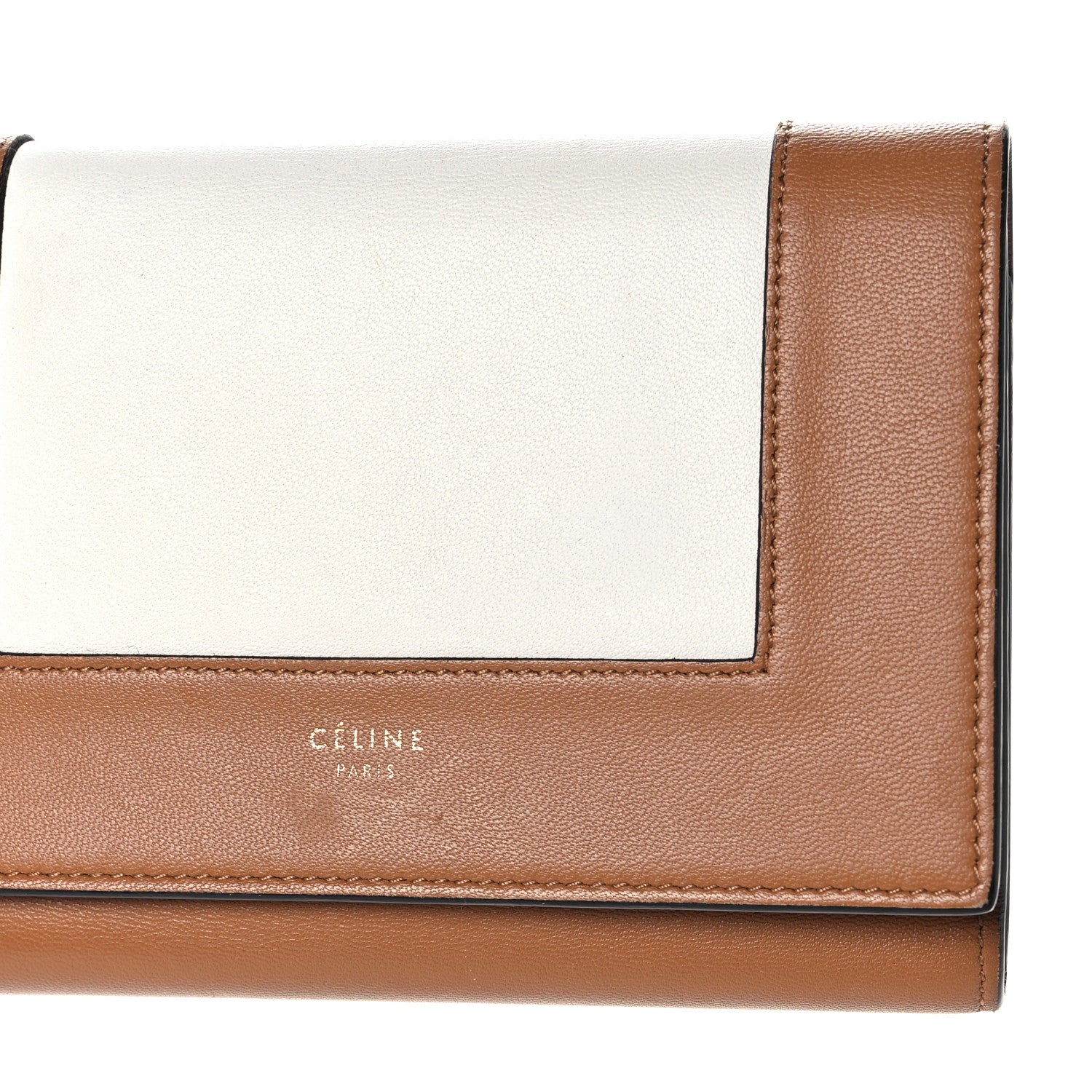 Celine Smooth Lambskin Medium Frame Multifunction Wallet Tan Optic White 8 of 13