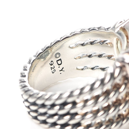 David Yurman Sterling Silver Diamond Prasiolite 16mm Wheaton Ring 51 5.75 5 of 5