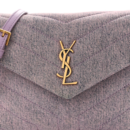 Saint Laurent Denim Y Quilted Monogram Toy Loulou Crossbody Bag Bleached Lilac 7 of 10