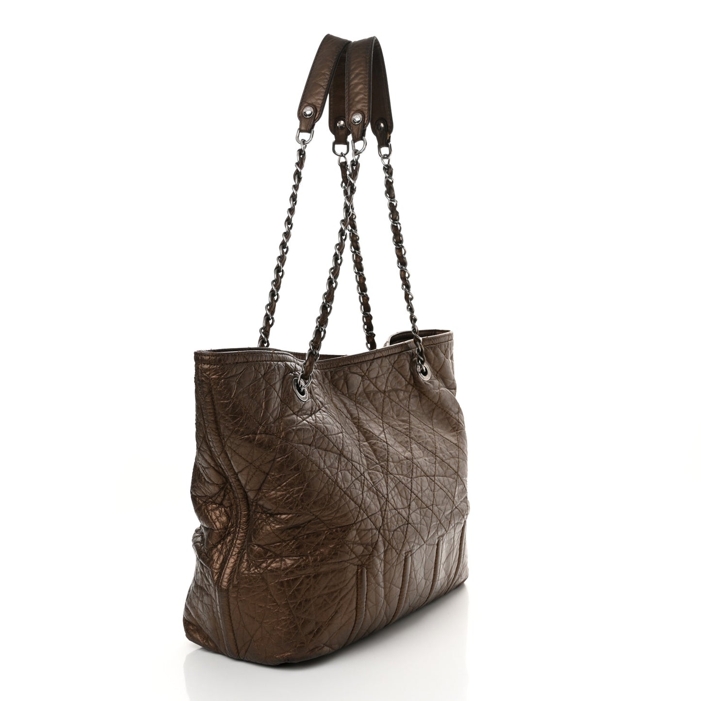 Metallic Aged Calfskin Large Shopping In Moscow Tote Bronze