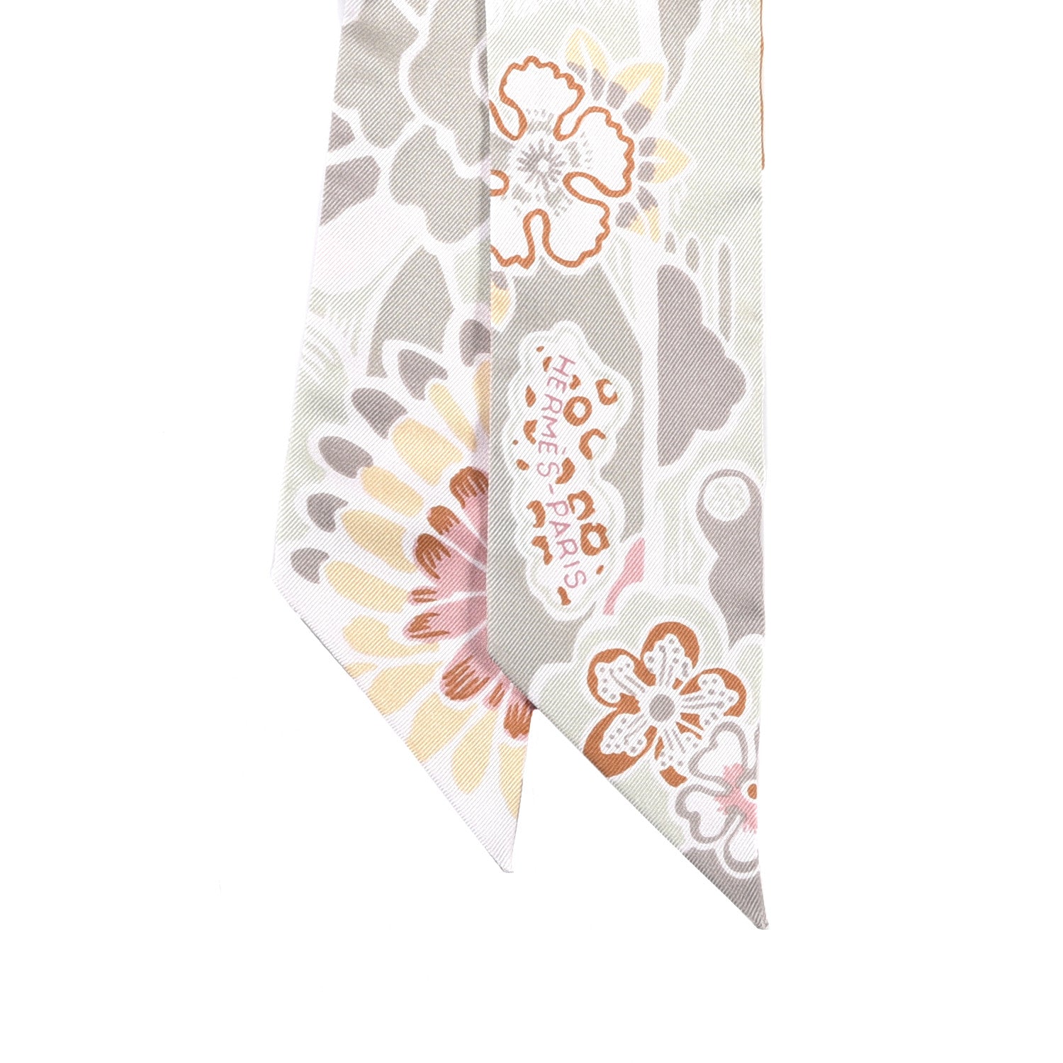 Hermes Silk Bingata Twilly Vieux Rose Vert De Eau 2 of 4