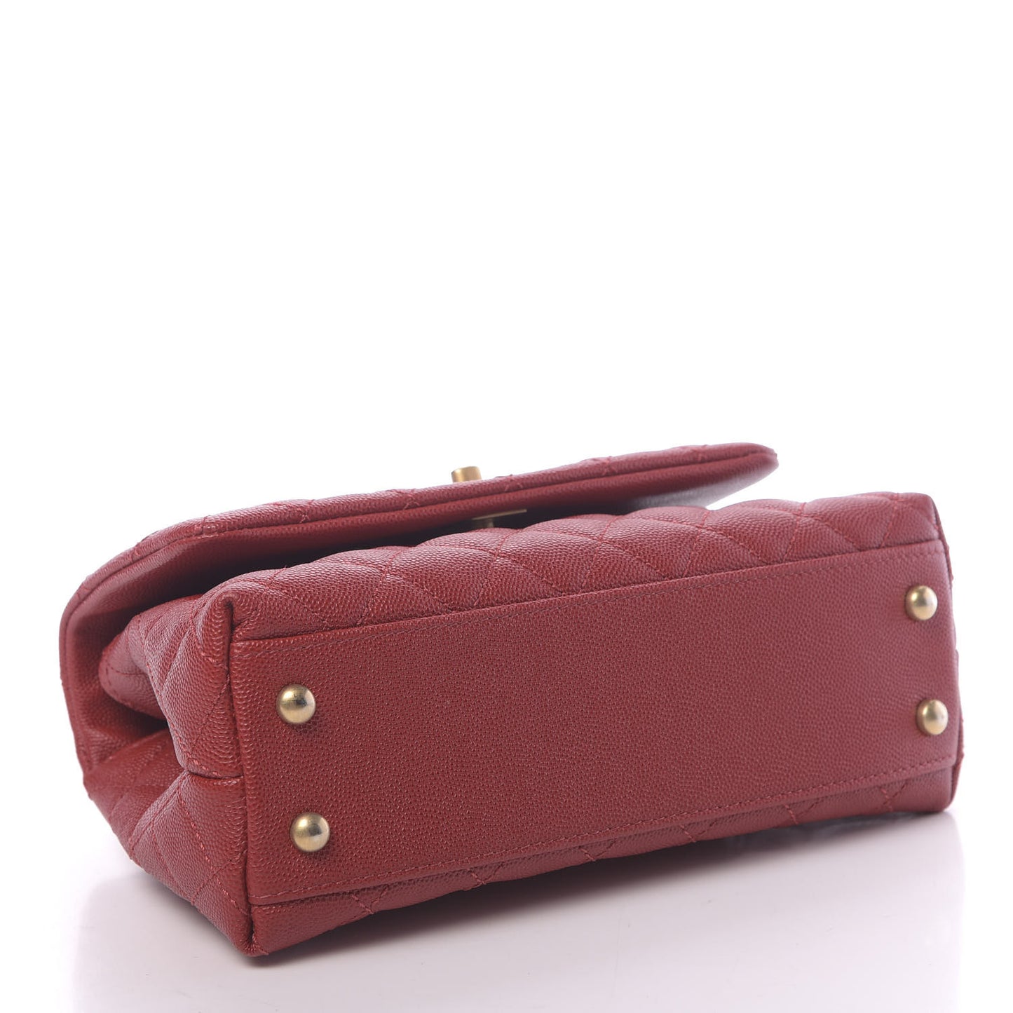 Caviar Quilted Mini Coco Handle Flap Dark Red