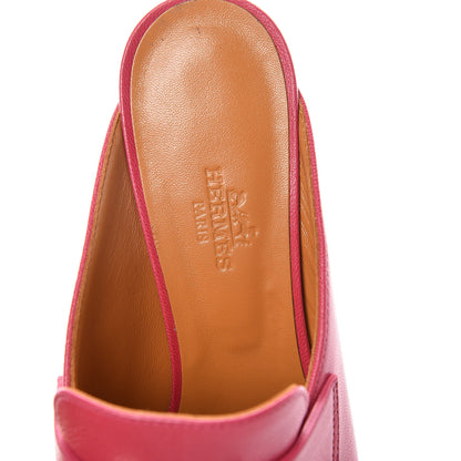 Hermes Goatskin Tuileries Mules 37 Rouge Azalee 8 of 11