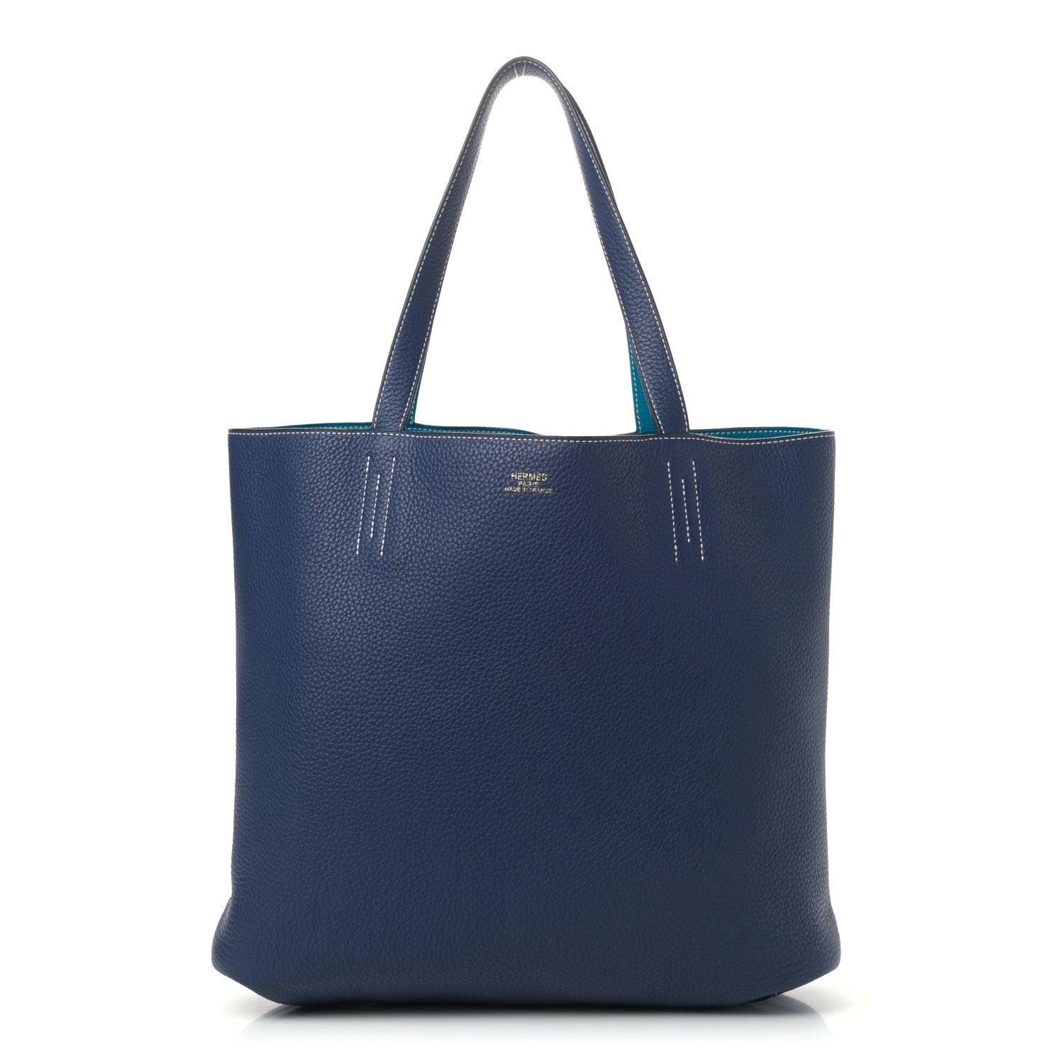 Hermes Taurillon Clemence Double Sens 45 Reversible Tote Bleu Izmir Bleu Saphir 1 of 9