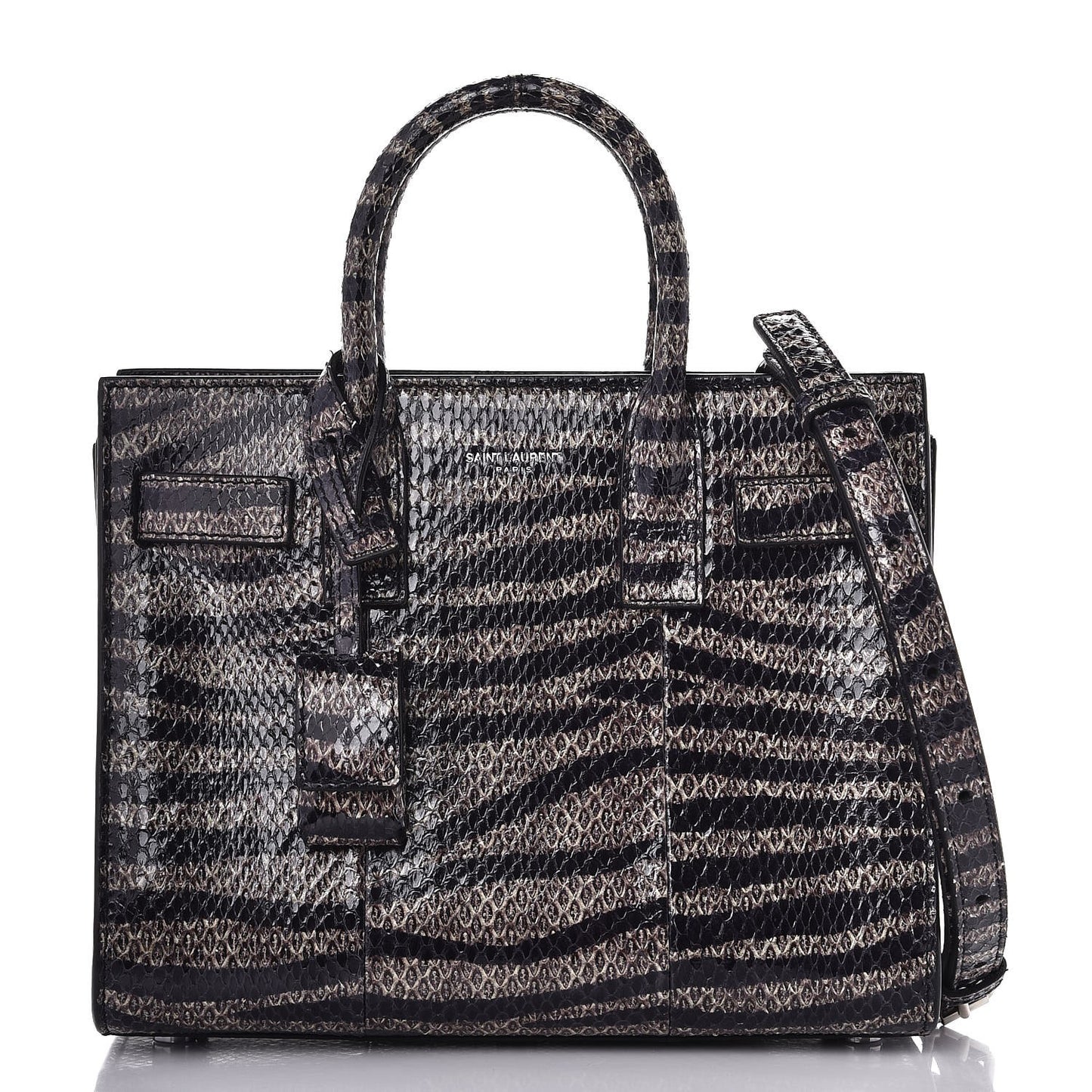 Snakeskin Zebra Print Nano Sac De Jour Black