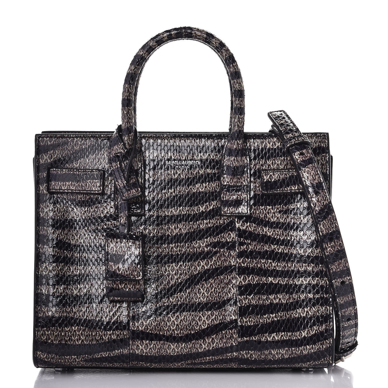 Saint Laurent Snakeskin Zebra Print Nano Sac De Jour Black 1 of 7