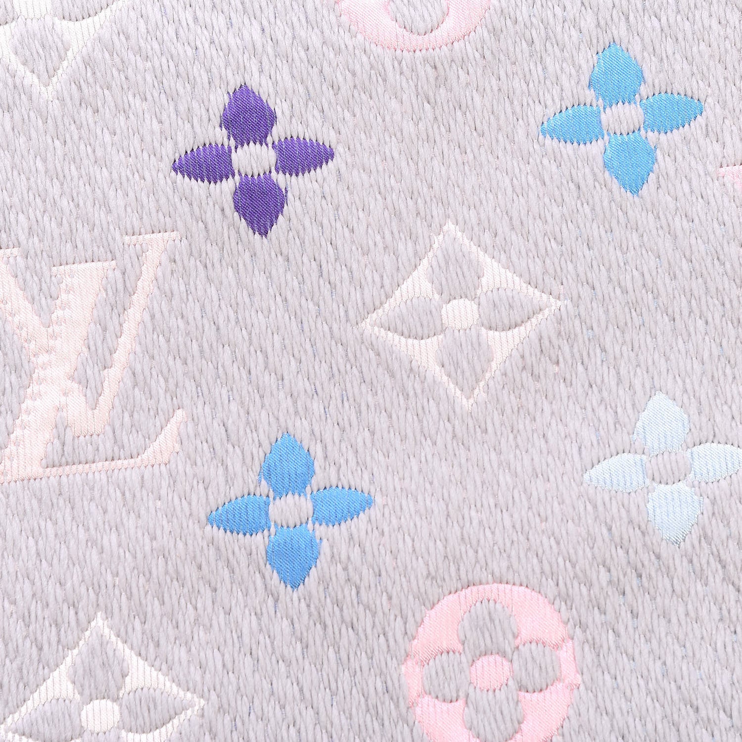 Louis Vuitton Wool Silk Rainbow Logomania Scarf Pearl Grey 4 of 5