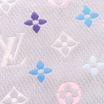 Louis Vuitton Wool Silk Rainbow Logomania Scarf Pearl Grey 4 of 5