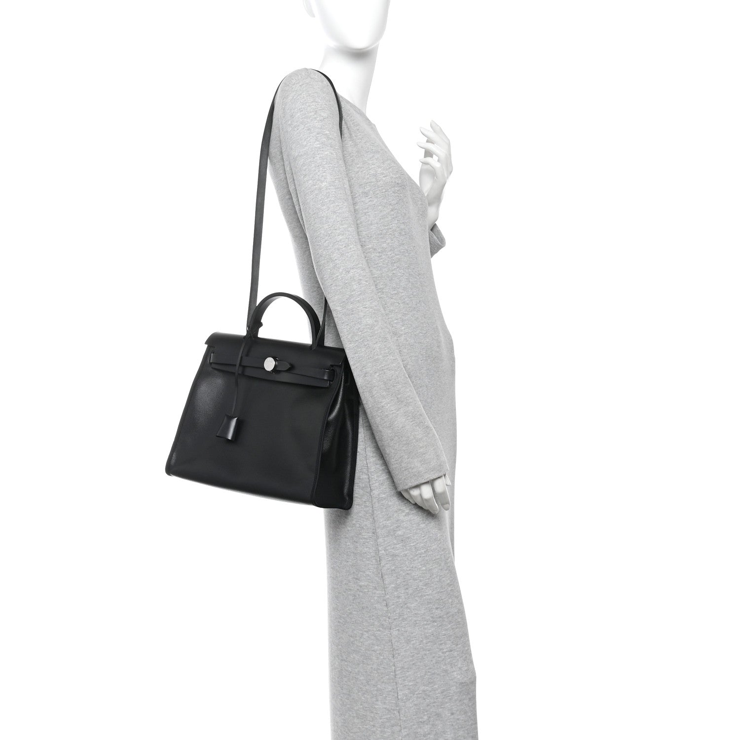 Hermes Toile H Berline Vache Hunter Herbag Zip PM 31 Black Ecru 2 of 12