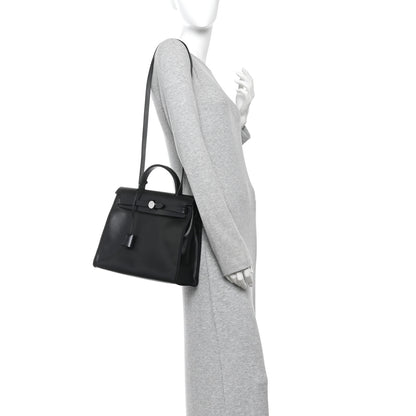 Hermes Toile H Berline Vache Hunter Herbag Zip PM 31 Black Ecru 2 of 12