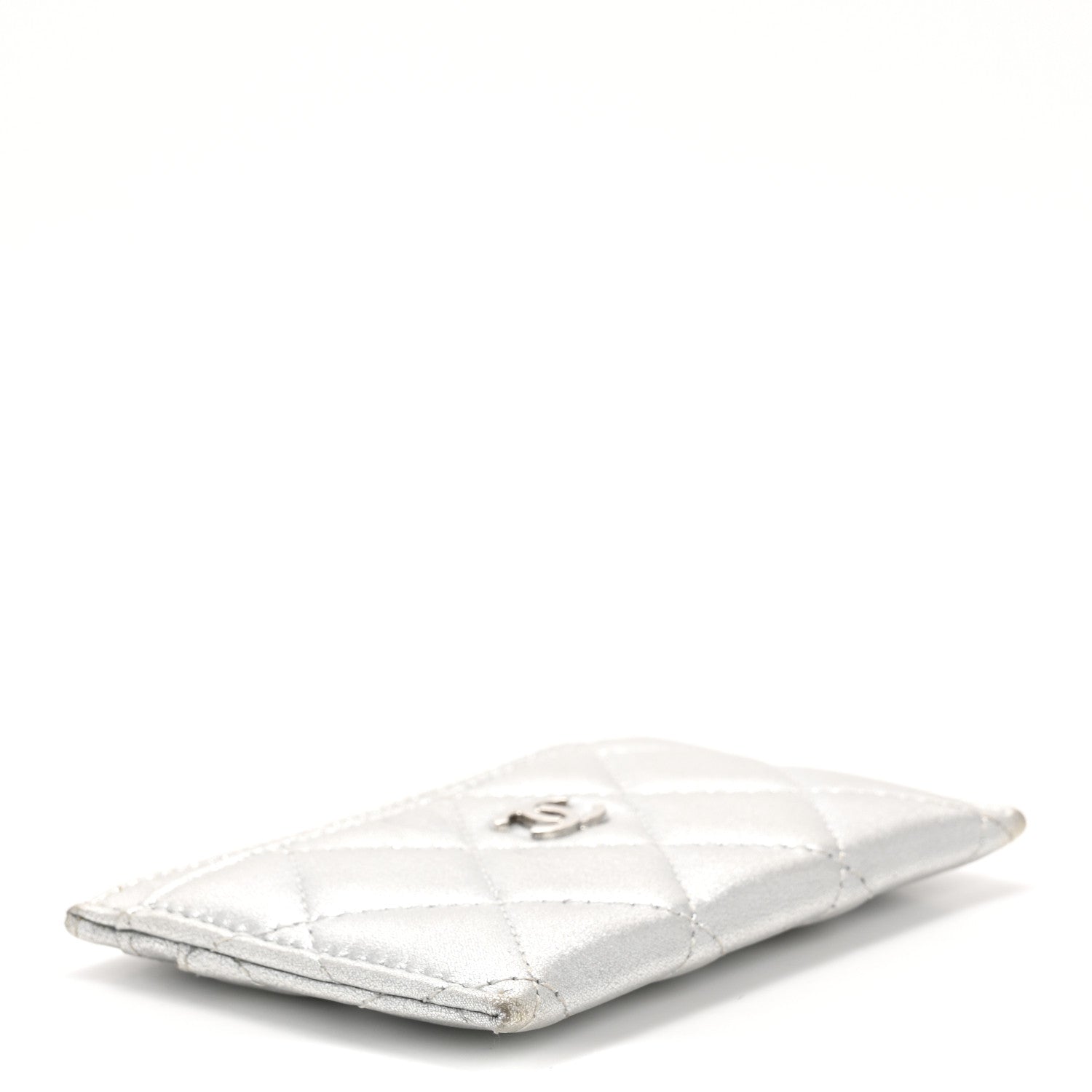 Chanel Metallic Lambskin Quilted CC Card Holder Silver 4 of 10