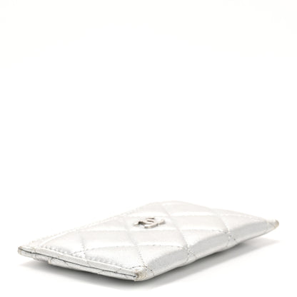 Chanel Metallic Lambskin Quilted CC Card Holder Silver 4 of 10