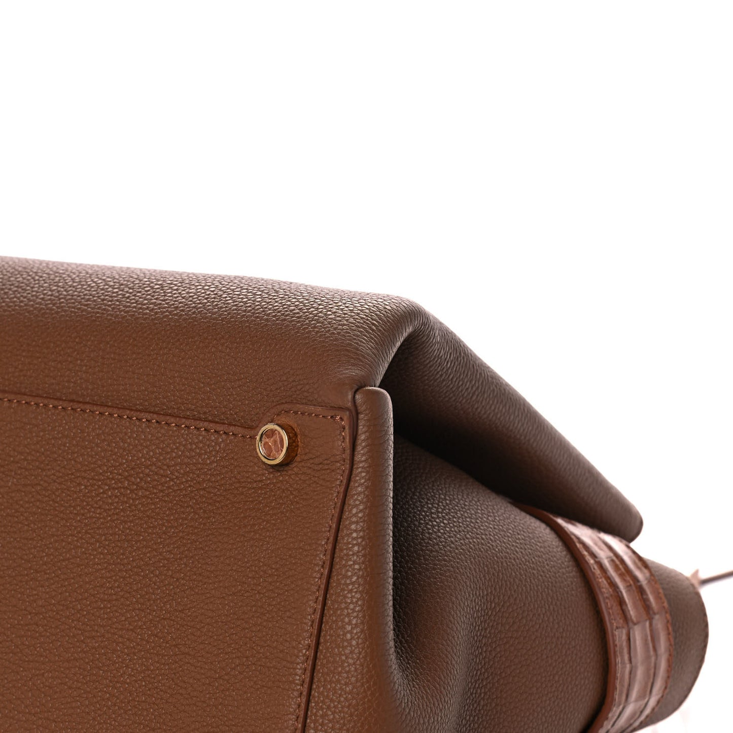 Calfskin Crocodile Cristie Satchel Brown